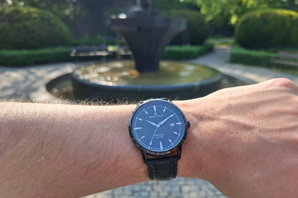 Мъжки часовник DESTELL Pictor Full Black Leather Sapphire