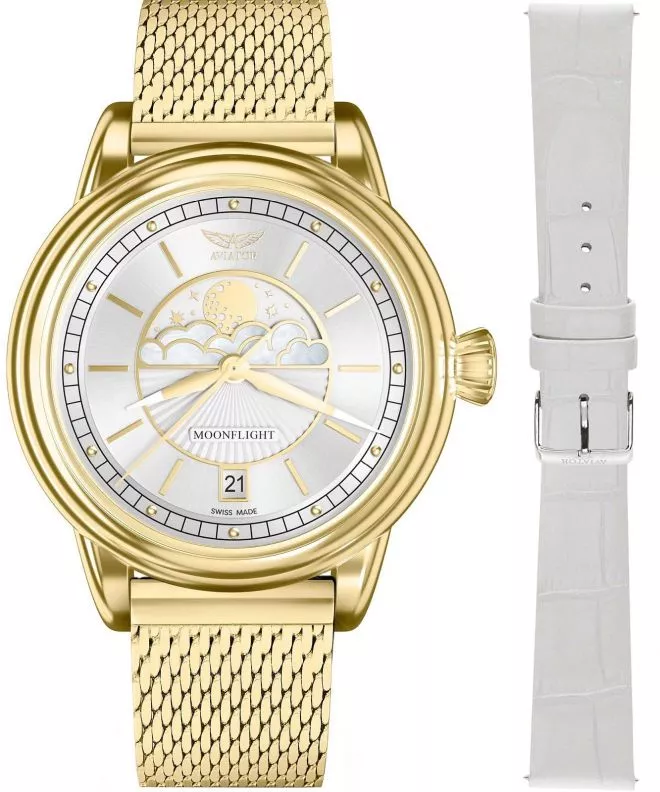 Часовник Дамски Aviator Douglas Moonflight Limited Edition + каишка Aviator V.1.33.1.343.5-SET