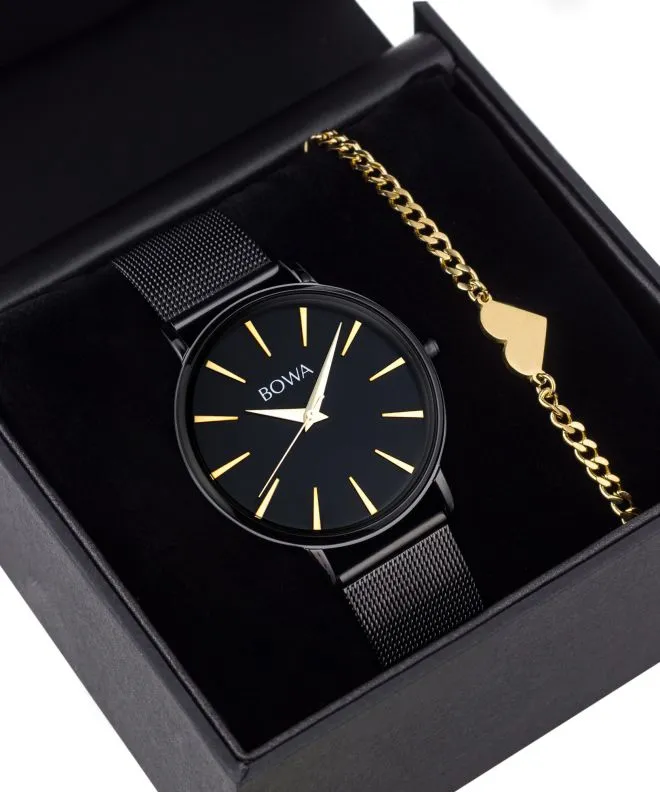 Часовник Дамски BOWA Praha Black-Gold Mesh 38 Gift Set PH381-84-181M-419-02