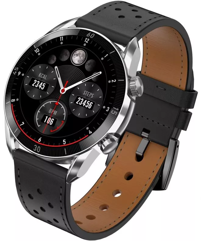 Смартчасовник Мъжки Garett V10 Silver-black Leather 5904238485590