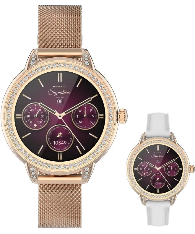 Смартчасовник Дамски Garett Signature Stella Rose Gold Mesh SET 5904238485118