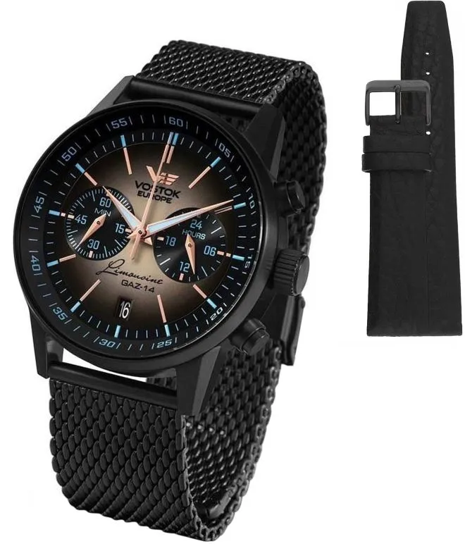 Часовник Мъжки Vostok Europe Gaz-14 Limousine Chronograph + каишка Vostok VK64-560C601-3695
