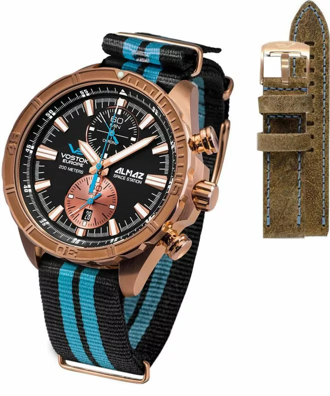 Часовник Мъжки Vostok Europe Almaz Space Station Grand Bronze Line + каишка Vostok 6S11-320O266-6979