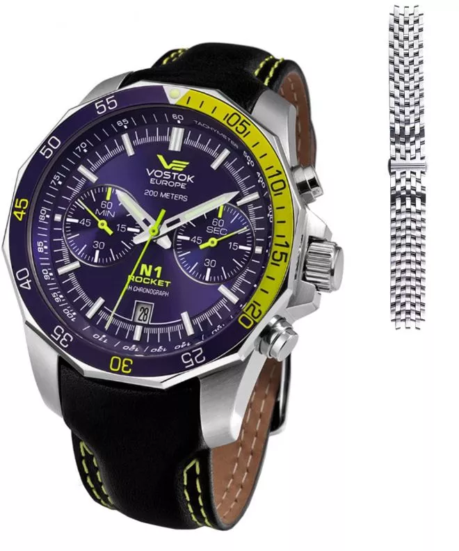 Часовник Мъжки Vostok Europe Rocket N-1 Chrono Limited Edition + каишки Vostok 6S21-225A708B-32282