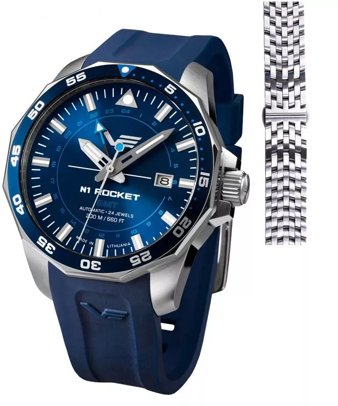 Часовник Мъжки Vostok Europe Rocket N-1 Automatic GMT Limited Edition + каишка Vostok NH34-225A712B-39380