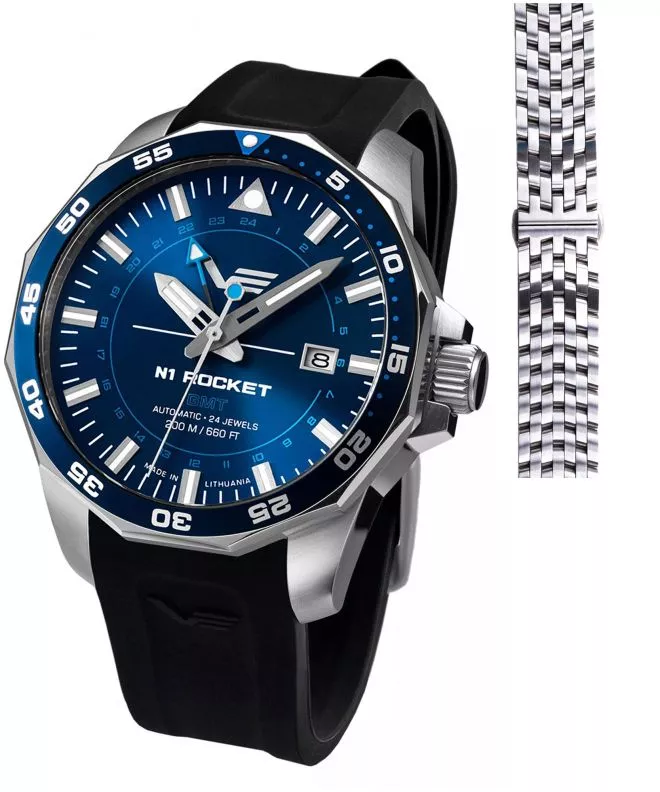 Часовник Мъжки Vostok Europe Rocket N-1 Automatic GMT Limited Edition + каишка Vostok NH34-225A712B-4081
