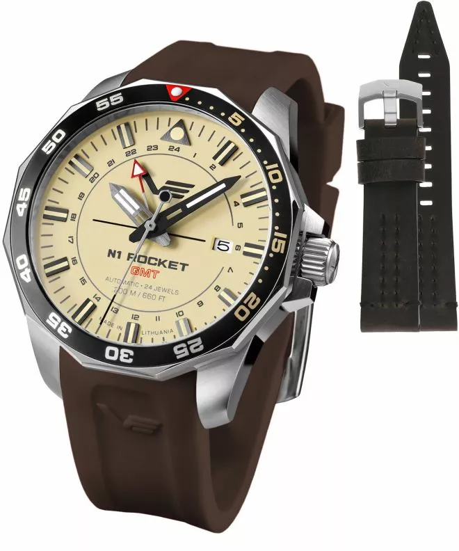 Часовник Мъжки Vostok Europe Rocket N-1 Automatic GMT Limited Edition + каишка Vostok NH34-225A713-39946