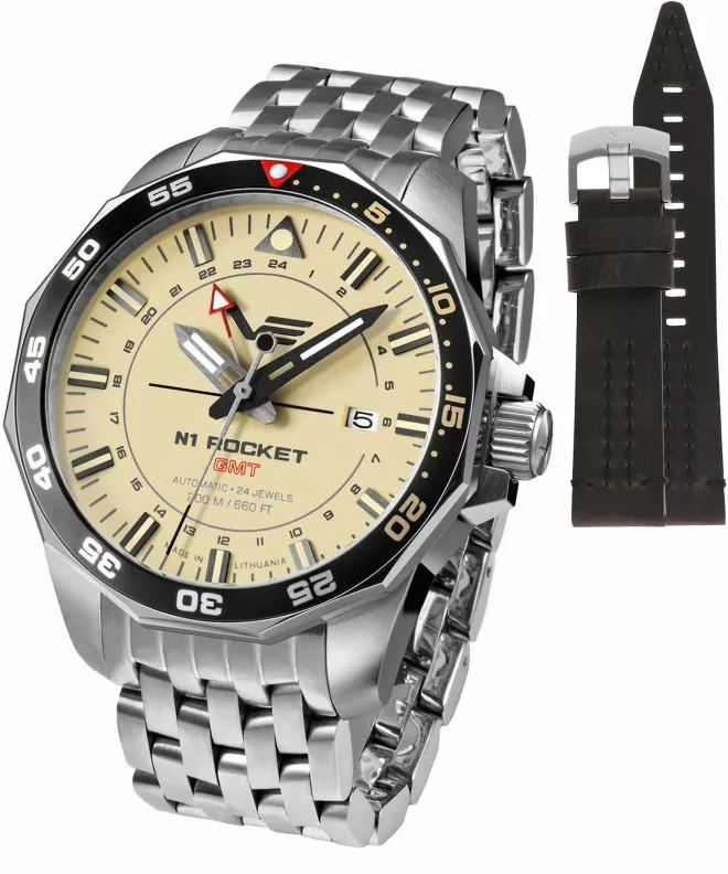 Часовник Мъжки Vostok Europe Rocket N-1 Automatic GMT Limited Edition + каишка Vostok NH34-225A713-736426