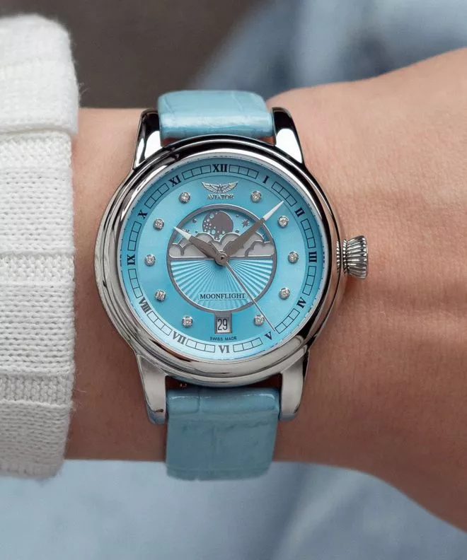 Часовник Дамски Aviator Douglas Moonflight Ice Blue Diamonds Limited Edition V.1.33.0.359.4