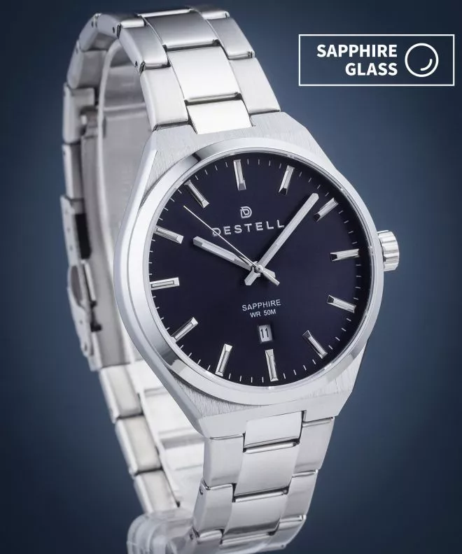Часовник Мъжки DESTELL Aries Navy Blue Silver Steel Sapphire AR405-35-205S