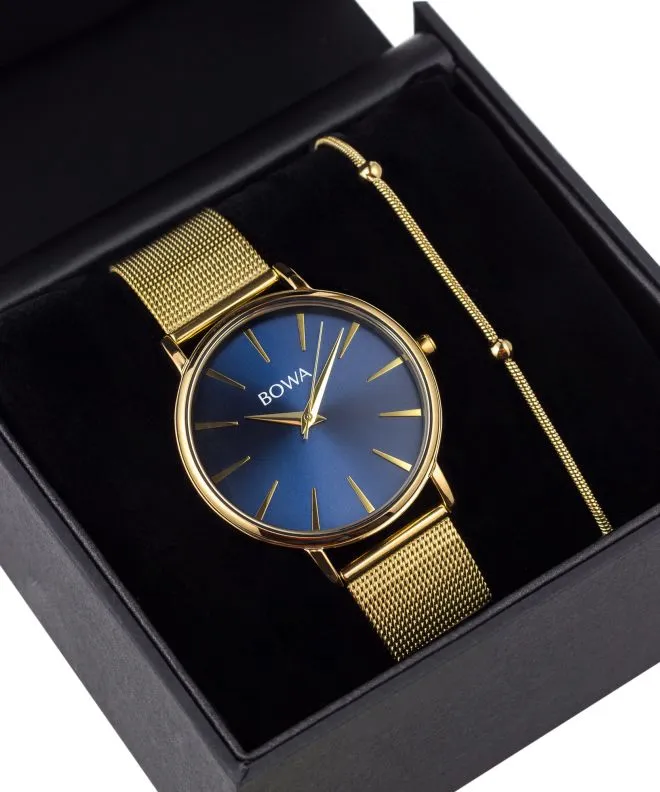 Часовник Дамски BOWA Praha Navy Blue-Gold Mesh 38 Gift Set PH384-34-184M-419-04