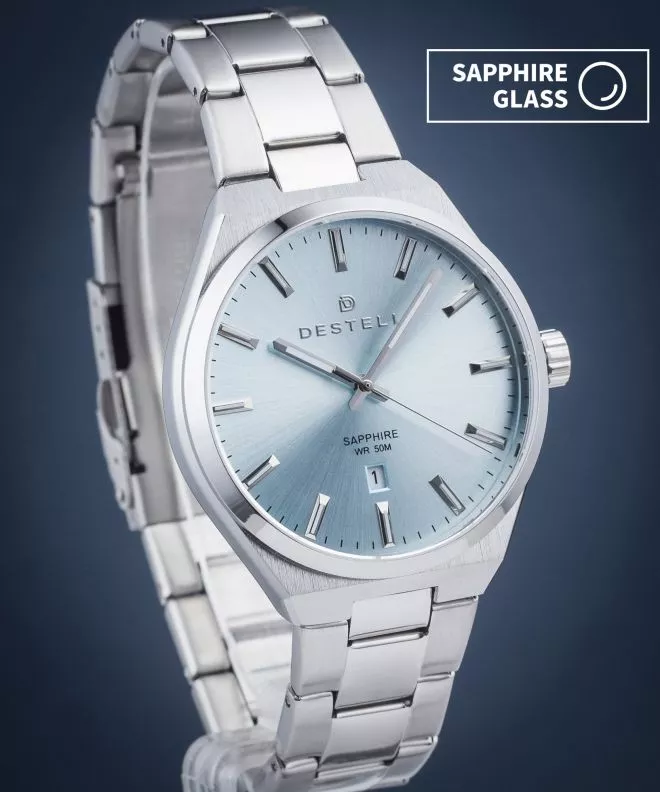 Часовник Мъжки DESTELL Aries Ice Blue Silver Steel Sapphire AR405-95-205S