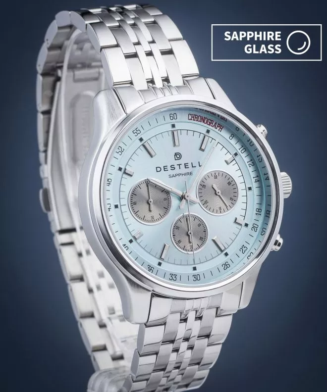 Часовник Мъжки DESTELL Circinus Ice Blue Silver Steel Chronograph Sapphire CR415-06-205J