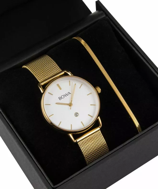 BOWA Milan White-Gold Mesh 34 Gift Set (часовник + гривна) MI344-24-164M-419-03
