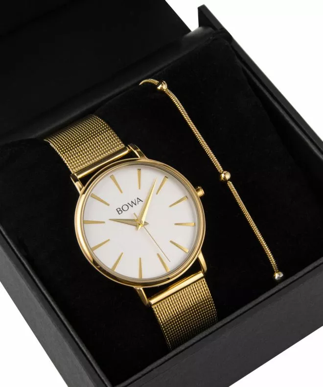 BOWA Praha Silver-Gold Mesh 38 Gift Set (часовник + гривна) PH384-54-184M-419-04