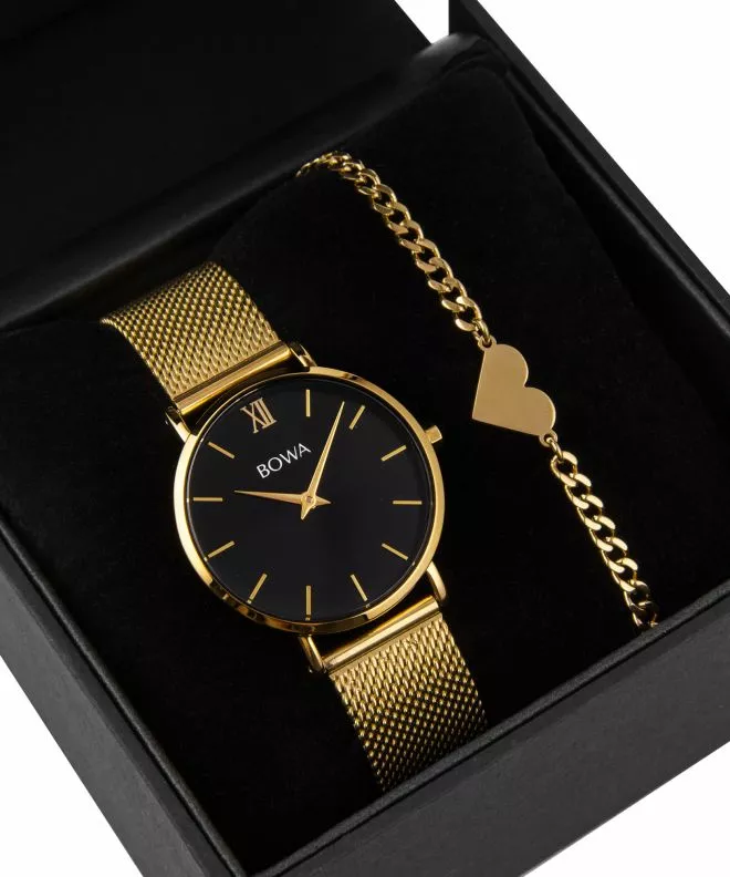 BOWA London Black-Gold 33 Gift Set (часовник + гривна) LO334-14-164M-419-02