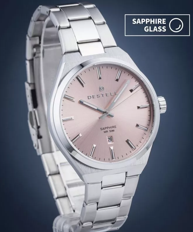 Часовник Мъжки DESTELL Aries Pink Silver Steel Sapphire AR405-125-205S