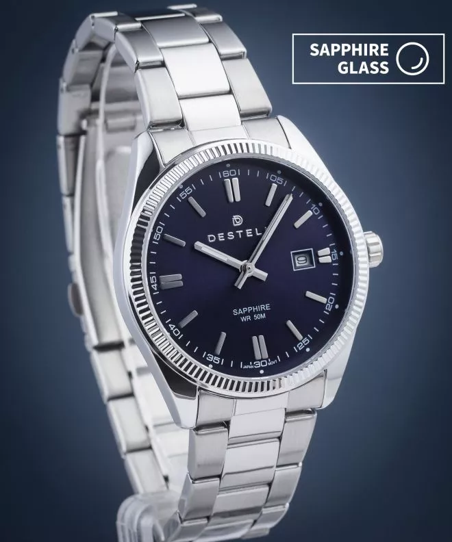 Часовник Мъжки DESTELL Loup Blue Silver Steel Sapphire LU3855-35-205S