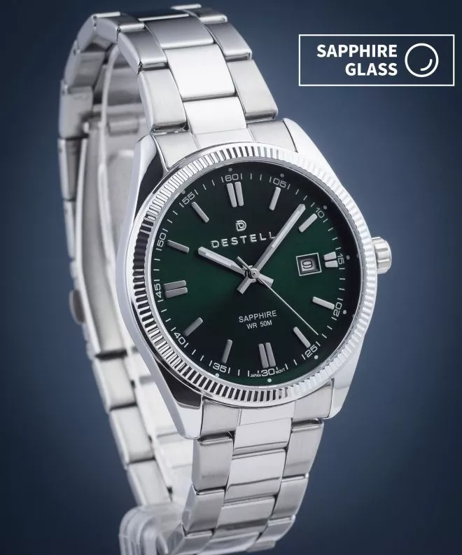 Часовник Мъжки DESTELL Loup Green Silver Steel Sapphire LU3855-05-205S