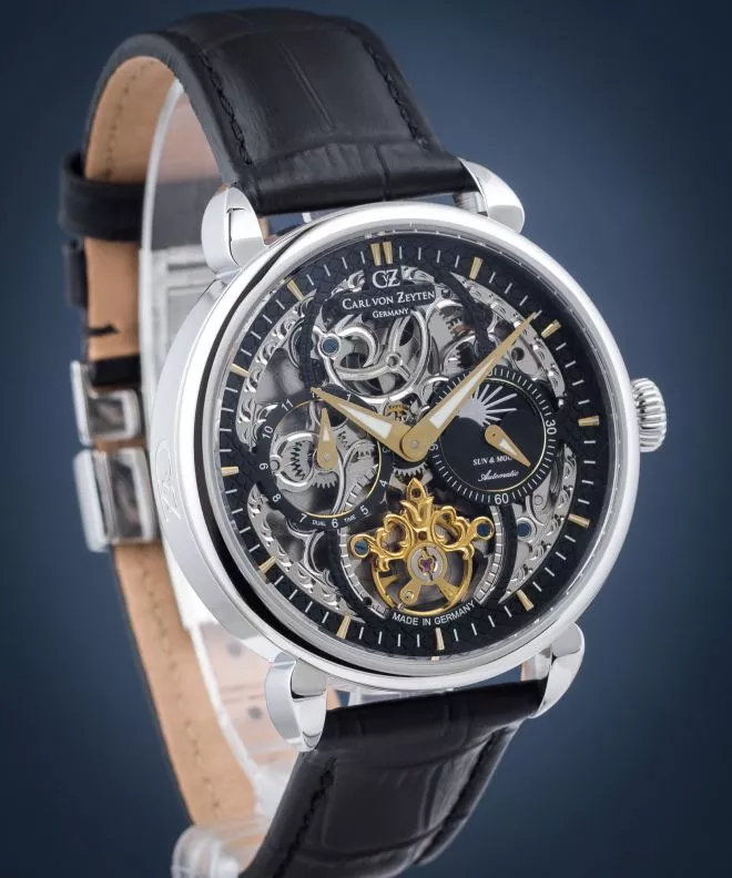 Часовник Мъжки Carl von Zeyten Neukirch Sun & Moon Skeleton Automatic CVZ0005BKGS
