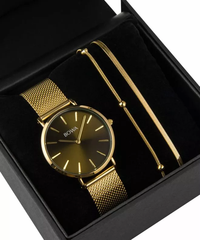 BOWA New York Petite Green-Gold Mesh 34 Gift Set (часовник + гривна) NY344-04-184M-419-01