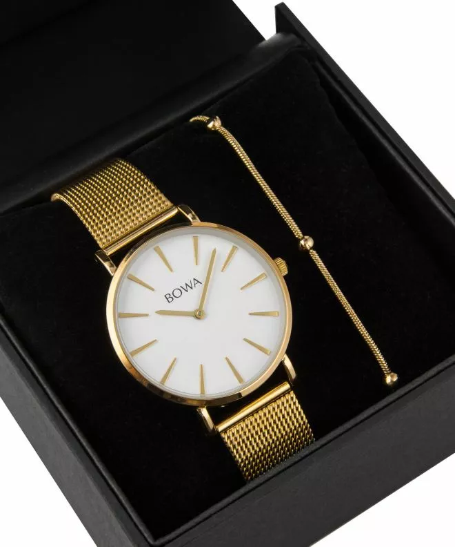 BOWA New York White-Gold Mesh 38 Gift Set (часовник + гривна) NY384-24-184M-419-04