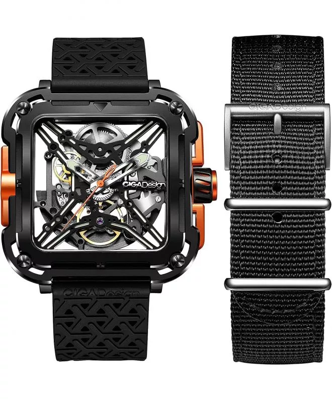 Часовник Мъжки Ciga Design X Series Gorilla Black & Orange Skeleton Automatic X011-BLOG-W25BK