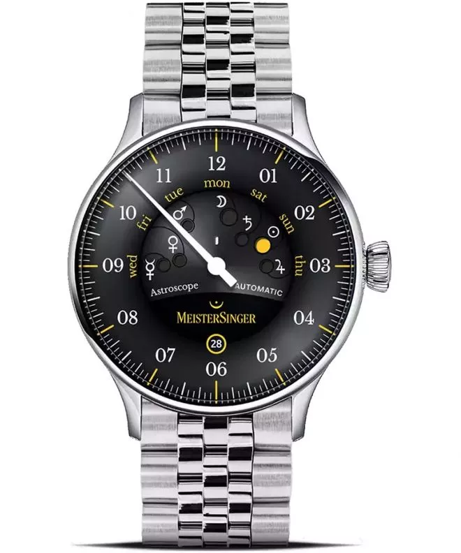 Часовник Мъжки Meistersinger Astroscope Black/Yellow Automatic Limited Edition S-AS902Y_MGB20