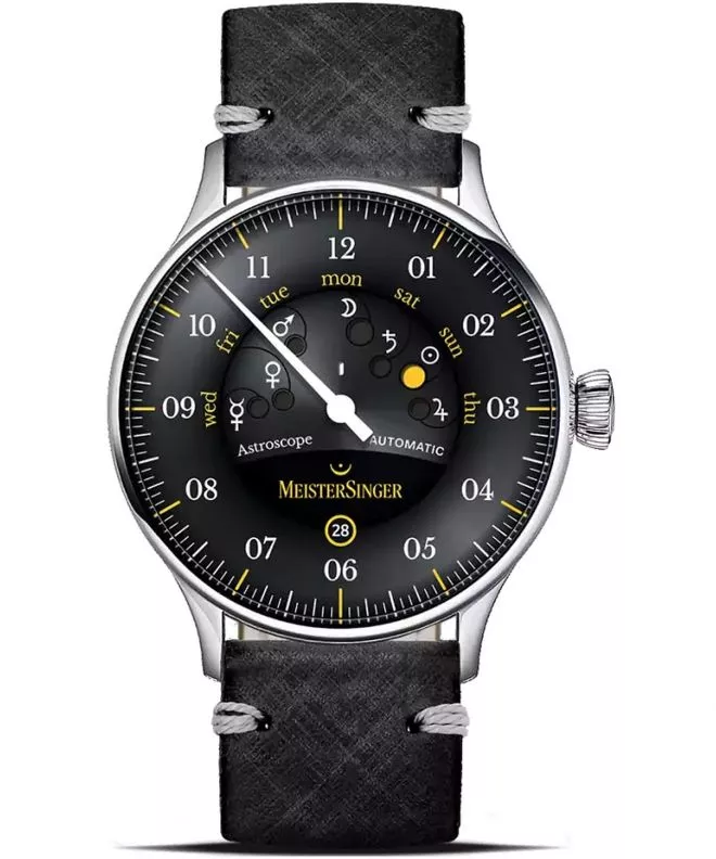Часовник Мъжки Meistersinger Astroscope Black/Yellow Automatic Limited Edition S-AS902Y_SVSL01