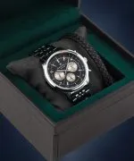 Часовник Мъжки DESTELL Circinus Black Silver Steel Chrono Sapphire Gift Set