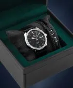 Часовник Мъжки DESTELL Loup Black Silver Leather Sapphire Gift Set