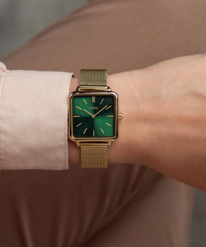 Часовник Дамски BOWA Vienna Green Gold Mesh 29