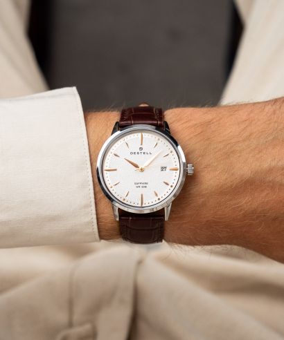 Часовник Мъжки DESTELL Pictor Silver Brown Leather Sapphire