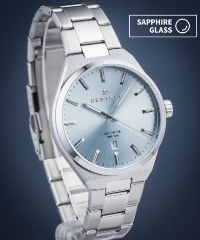 Часовник Мъжки DESTELL Aries Ice Blue Silver Steel Sapphire
