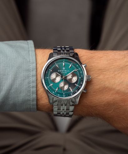 Часовник Мъжки DESTELL Circinus Green Silver Steel Chronograph Sapphire
