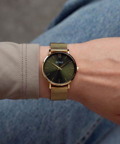 Часовник Дамски BOWA London Green-Gold Mesh 33