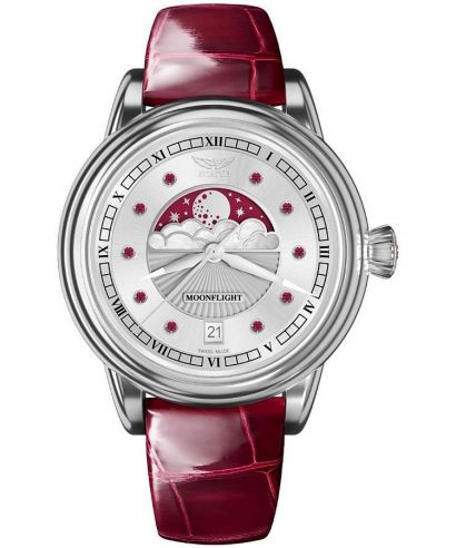 Часовник Дамски Aviator Moonflight Gemstone Edition Silver Red Ruby Limited Edition