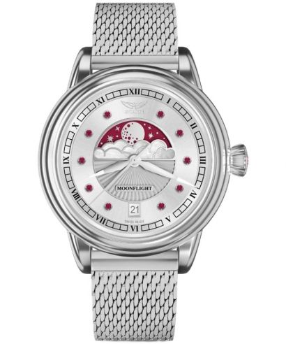 Часовник Дамски Aviator Moonflight Gemstone Edition Silver Red Ruby Limited Edition
