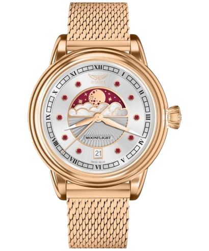 Часовник Дамски Aviator Moonflight Gemstone Edition Silver Red Ruby Limited Edition