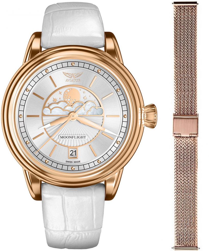 Часовник Дамски Aviator Douglas Moonflight + bransoleta Morellato