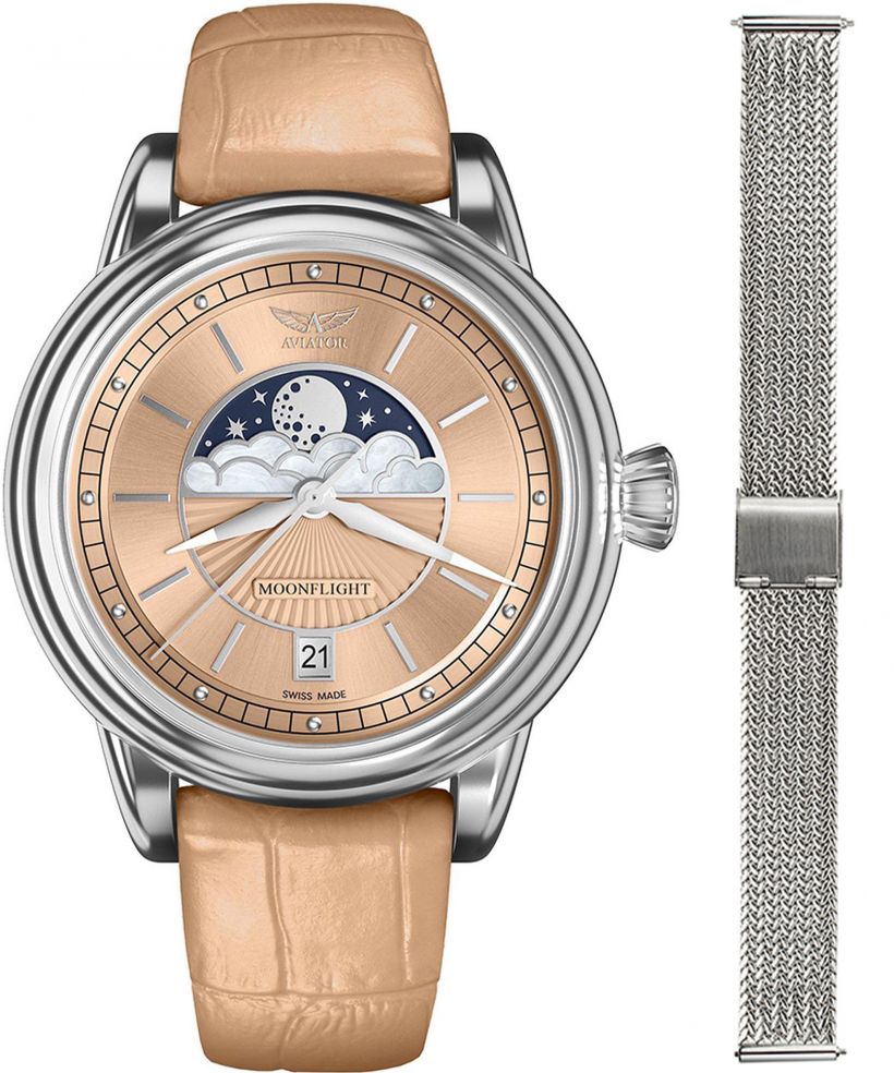 Часовник Дамски Aviator Douglas Moonflight + bransoleta Morellato