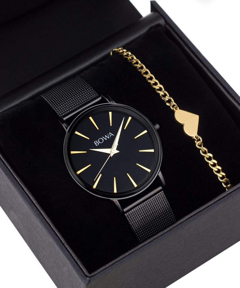 Часовник Дамски BOWA Praha Black-Gold Mesh 38 Gift Set