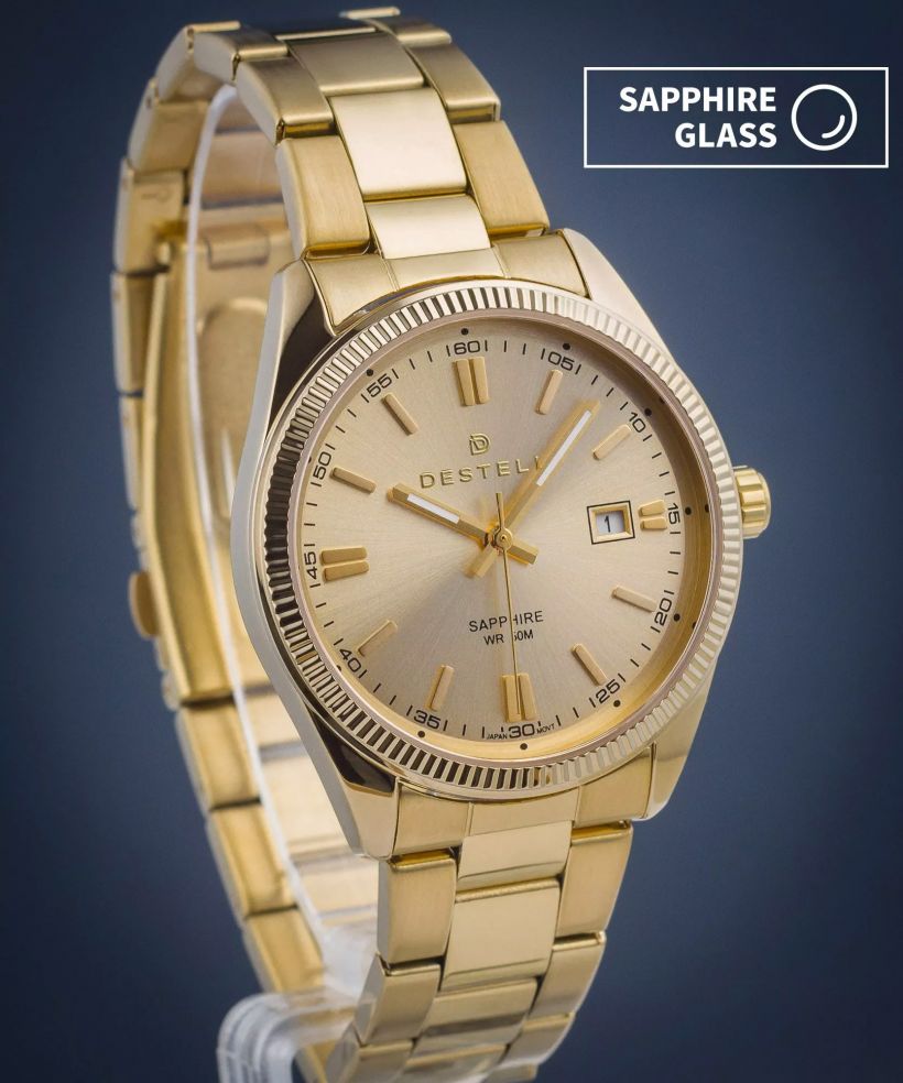 Часовник Мъжки DESTELL Loup Full Gold Steel Sapphire