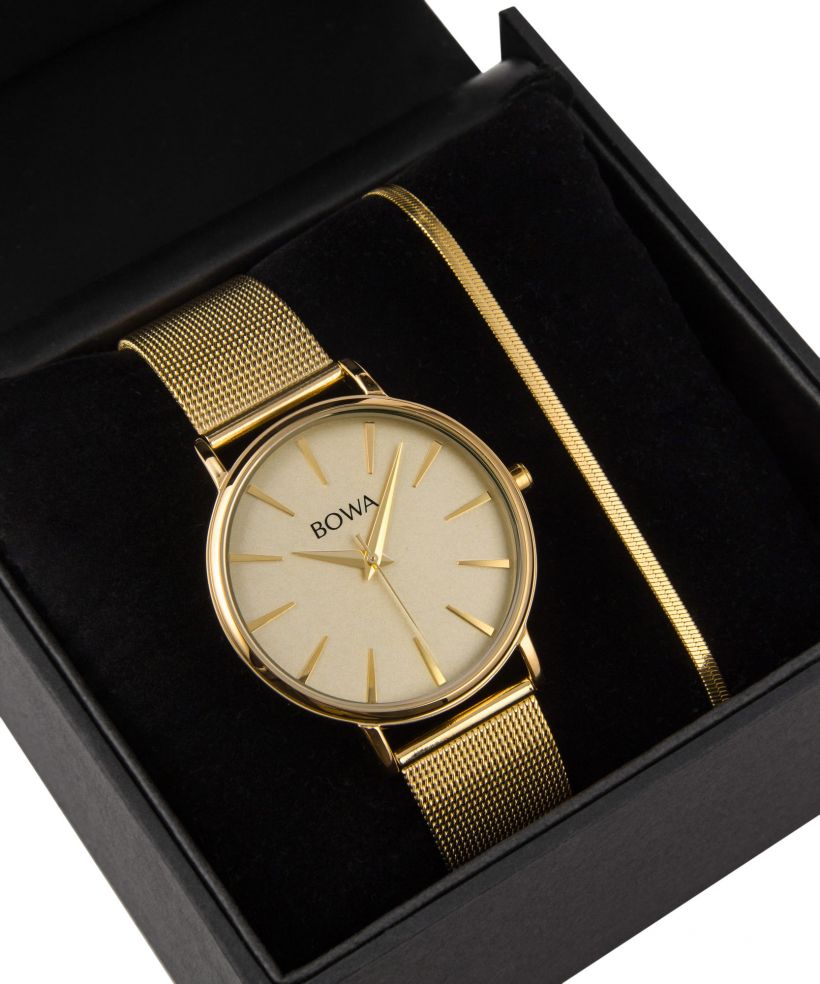 BOWA Praha Full-Gold Mesh 38 Gift Set (часовник + гривна)