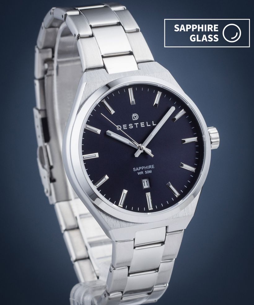 Часовник Мъжки DESTELL Aries Navy Blue Silver Steel Sapphire