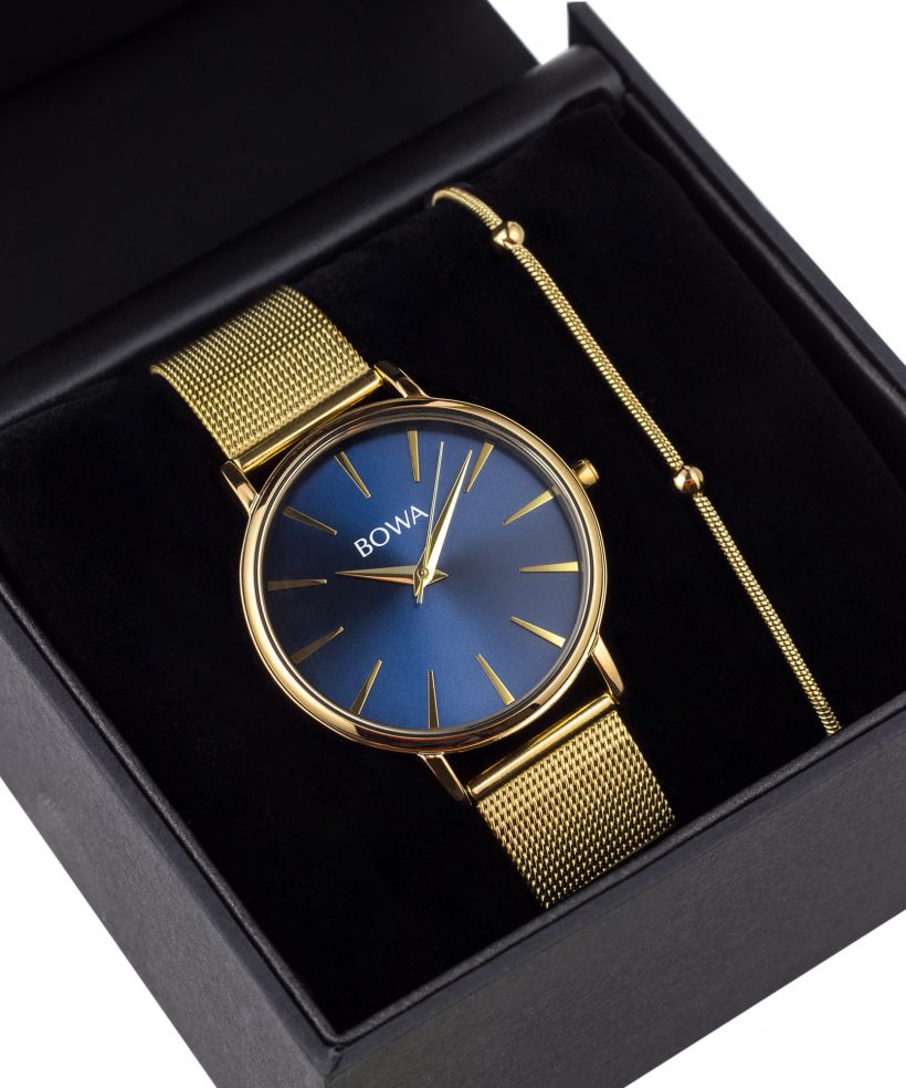 Часовник Дамски BOWA Praha Navy Blue-Gold Mesh 38 Gift Set