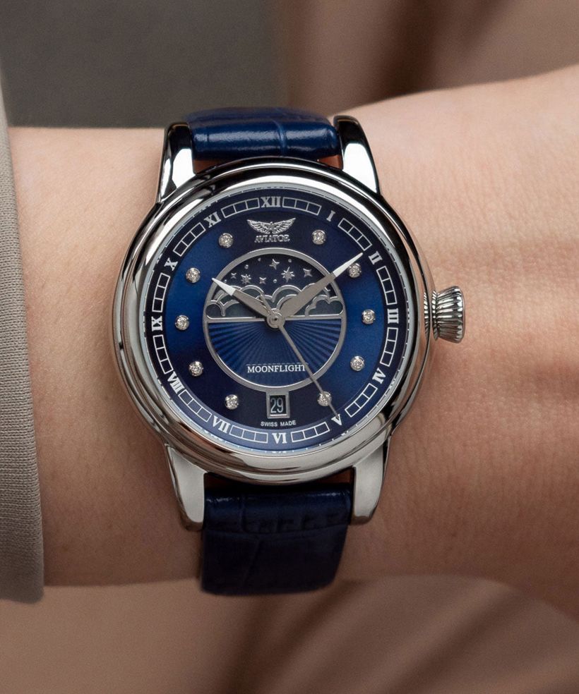 Часовник Дамски Aviator Douglas Moonflight Blue Diamonds Limited Edition