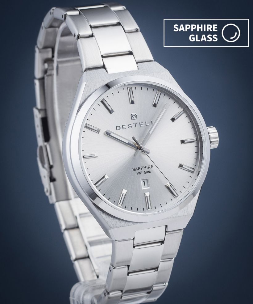 Часовник Мъжки DESTELL Aries Full Silver Steel Sapphire