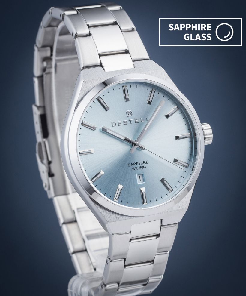 Часовник Мъжки DESTELL Aries Ice Blue Silver Steel Sapphire