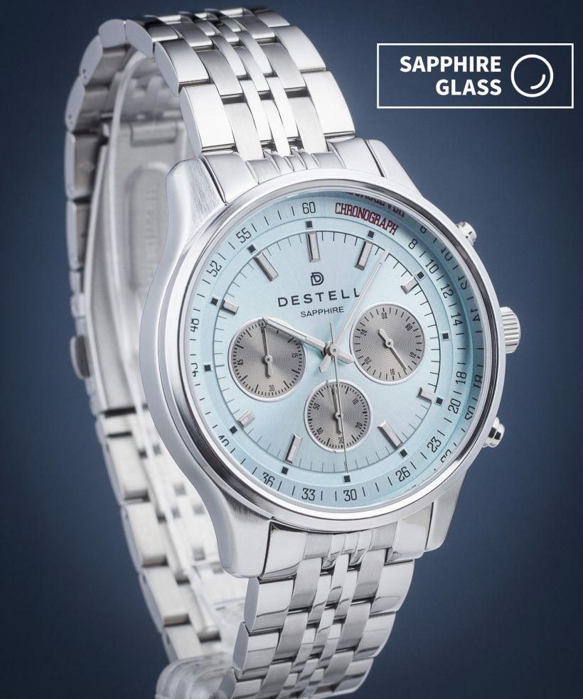 Часовник Мъжки DESTELL Circinus Ice Blue Silver Steel Chronograph Sapphire